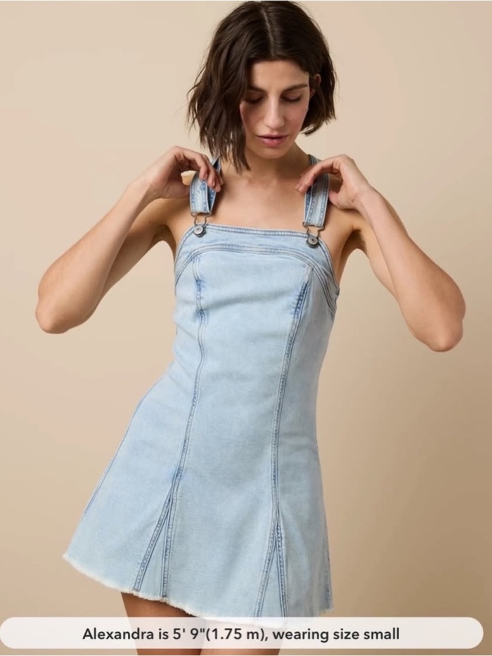 American Eagle Outfitters Light Wash Denim Overall Mini Dress